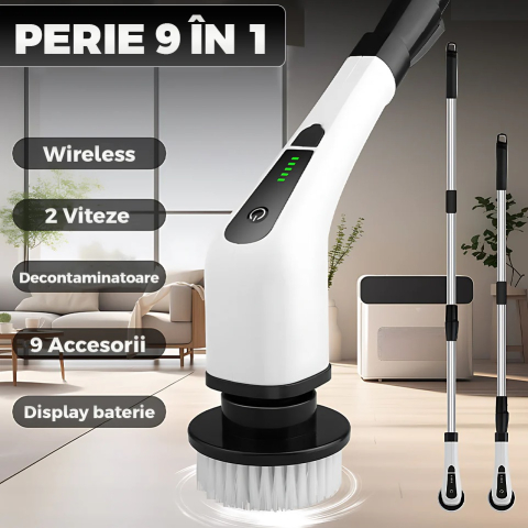 Perie Electrica Rotativa de Curatare 9 in 1 – Cu Acumulator, 2 Viteze si Maner Extensibil [1]