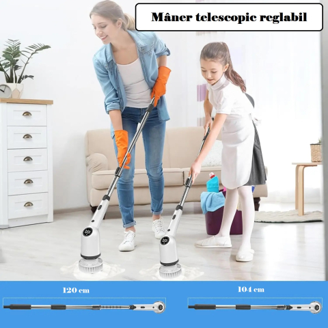 Perie Electrica Rotativa de Curatare 9 in 1 – Cu Acumulator, 2 Viteze si Maner Extensibil [7]