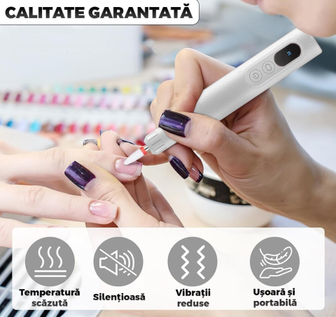 Pila de unghii profesionala, wireless, pentru manichiura-pedichiura, 18000 RPM, 3 viteze, Roz [7]