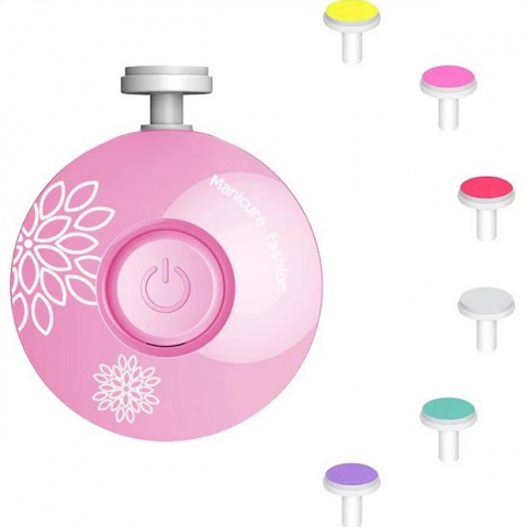 Mama si Copilul - Pila unghii electrica pentru bebelusi/copii/adulti, 6 capete de schimb, roz