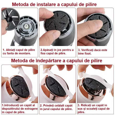Pila electrica profesionala pentru talpi si calcaie, cu afisaj LCD, 2 viteze si sistem de aspirare [7]