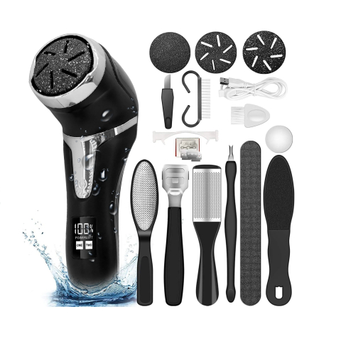 Ingrijire Piele, Par, Unghii - Pila electrica profesionala pentru talpi si calcaie, cu afisaj LCD, 2 viteze si sistem de aspirare