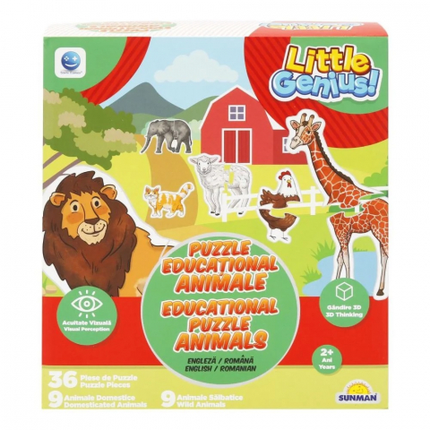 Puzzle - Puzzle educational cu animale, Smile Games, 36 piese