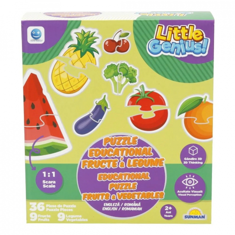 Puzzle - Puzzle educational cu fructe si legume, Smile Games, 36 piese