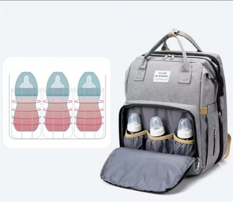 Ghiozdan Multifunctional pentru Mamici, Bebelusi si Copii, Patut Extensibil, Impermeabil, Prindere Carucior, Albastru [7]