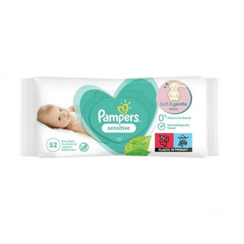 Igiena si Ingrijire - Servetele umede Sensitive, 52 buc, Pampers