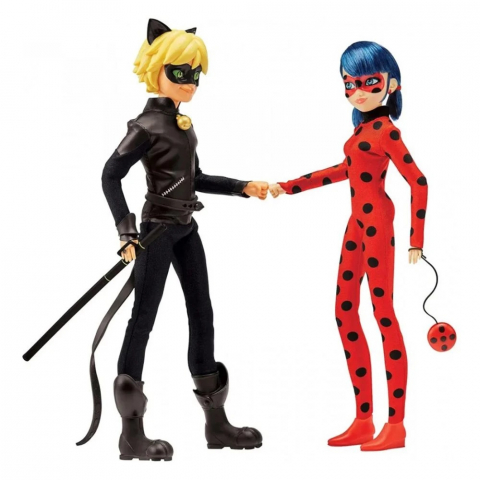 Set 2 papusi MIRACULOUS, Ladybug, Zag Heroez, Buburuza si Cat Noir, 30 cm [2]