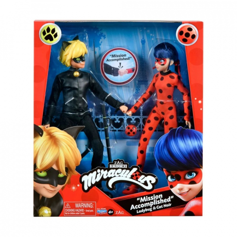 Jucarii Fete - Set 2 papusi MIRACULOUS, Ladybug, Zag Heroez, Buburuza si Cat Noir, 30 cm
