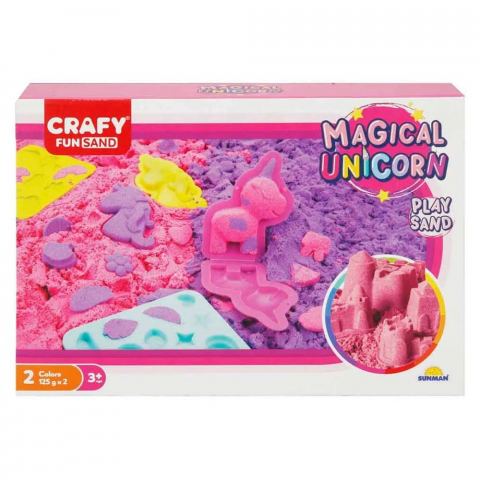 Jocuri si Jucarii - Set nisip Kinetic, Crafy, Unicorn, 7 piese
