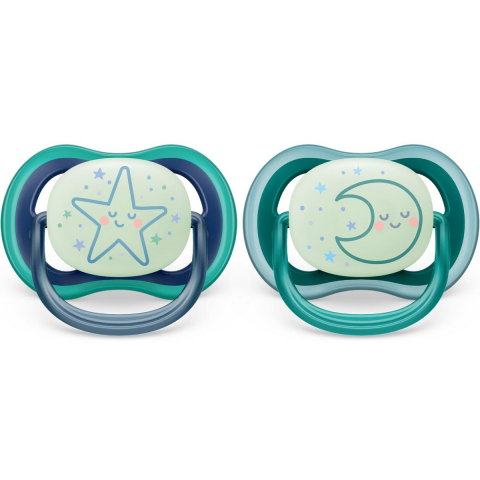 Suzete fosforescente Ultra Air Philips Avent, 6-18 luni, 2 bucati, Verde, SCF376/13, Philips [2]