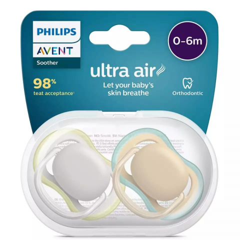 Suzete Ultra Air, 0-6 luni, 2 bucati, Neutru, SCF085/15, Philips Avent [1]