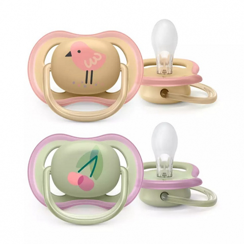 Suzete - Suzete Ultra Air, 0-6 luni, 2 bucati, pasare/Cireasa, Philips