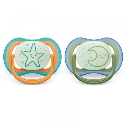 Suzete ultra air cu buton fosforescent Philips Avent, +18 luni, 2 bucati, SCF376/23, Philips [1]