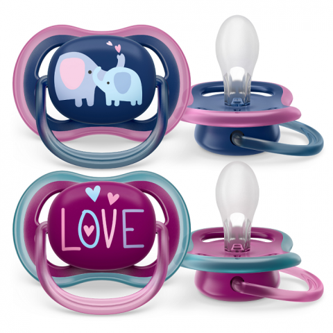 Suzete - Suzete Ultra Air Philips Avent, +18 luni, 2 bucati Albastru si Rosu cu Desen, SCF349/22, Philips
