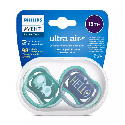 Suzete Ultra Air Philips Avent, +18 luni, 2 bucati Verde si Albastru cu Desen, SCF349/18, Philips [2]