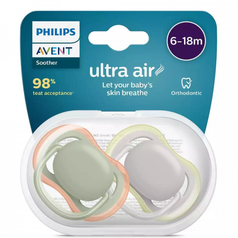 Suzete Ultra Air Philips Avent, 6-18 luni, 2 Bucati, Neutru, SCF085/20, Philips [1]