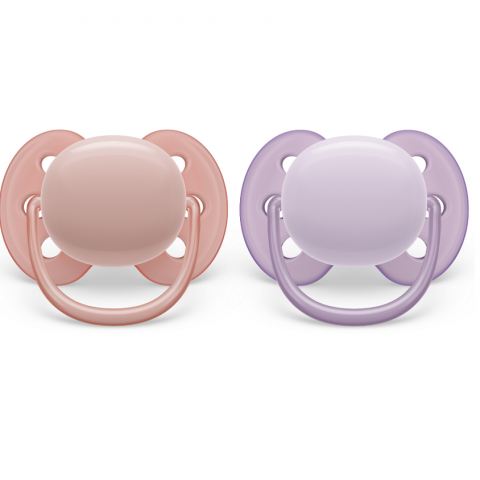Suzete Ultra Soft Philips Avent, 0-6 luni, 2 bucati, Roz si Mov, SCF091/31, Philips [1]