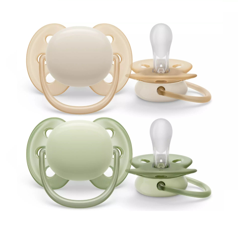 Suzete - Suzete Ultra Soft Philips Avent, 0-6 luni, 2 bucati, Verde si Galben, SCF091/05, Philips