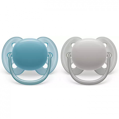 Suzete Ultra Soft Philips Avent, 6-18 luni, 2 bucati, Bleu si Gri, SCF091/17, Philips [2]