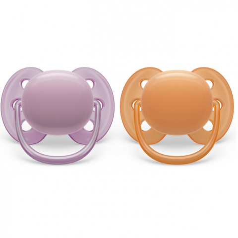 Suzete Ultra Soft Philips Avent, 6-18 luni, 2 bucati, Roz si Portocaliu, SCF091/33, Philips [2]