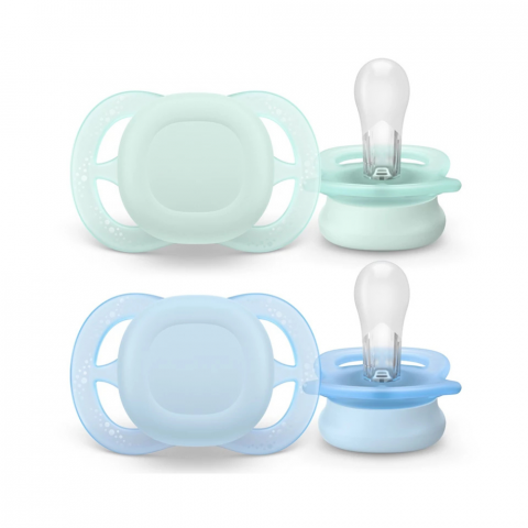 Suzete - Suzete Ultra Strat Philips Avent, 0-2 luni, 2 bucati, Albastru/Verde, SCF075/02, Philips