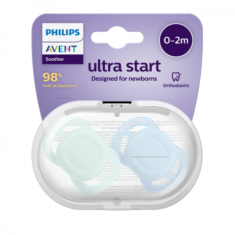 Suzete Ultra Strat Philips Avent, 0-2 luni, 2 bucati, Albastru/Verde, SCF075/02, Philips [1]