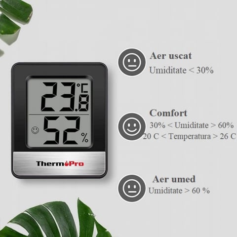 Termometru si higrometru de camera ThermoPro TP-49, Negru [1]