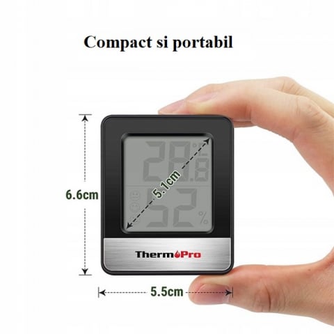 Termometru si higrometru de camera ThermoPro TP-49, Negru [2]