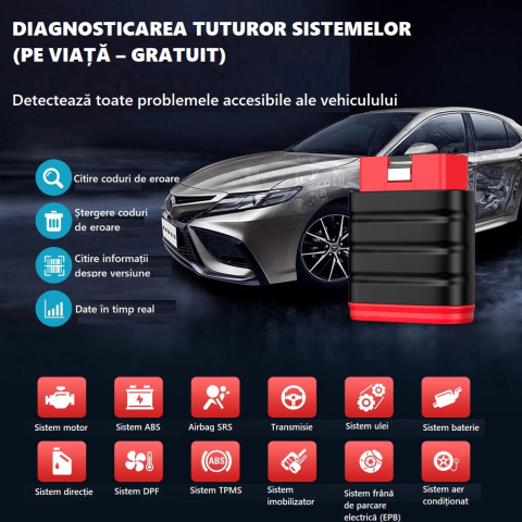 Tester Auto Profesional Launch ThinkSafe OBD2 Bluetooth - Diagnoză completă pentru toate sistemele auto, compatibil Android & IOS [3]