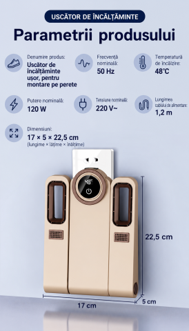 Uscator electric pentru incaltaminte, pliabil si portabil, cu aer cald, afisaj digital LED – pentru pantofi si ghete [4]