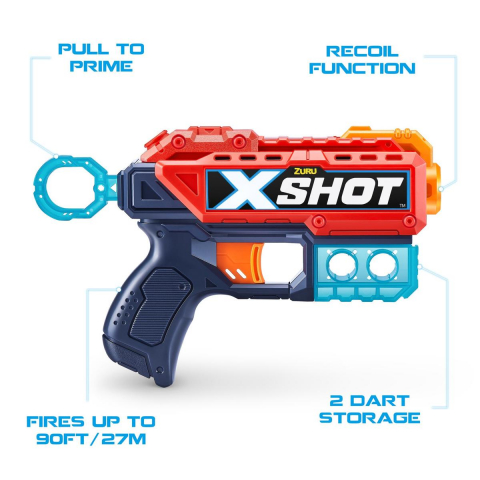 X-SHOT Blaster combo Excel Kickback, arma de jucarie, 8 proiectile [7]