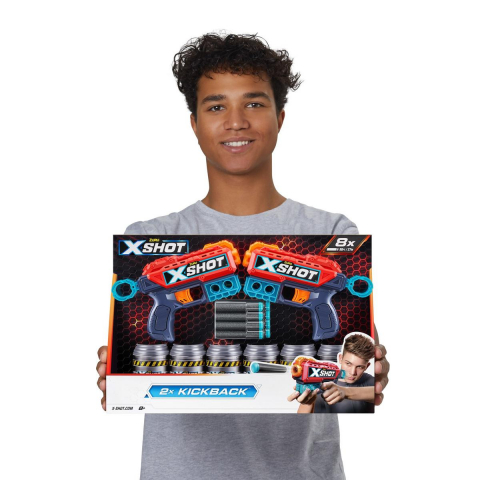 X-SHOT Blaster combo Excel Kickback, arma de jucarie, 8 proiectile [1]