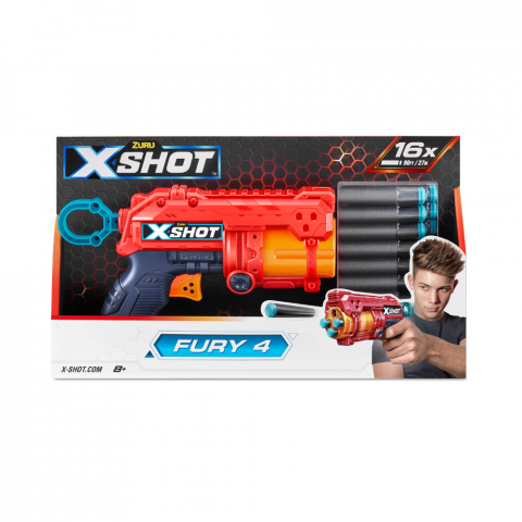 Jucarii Baieti - X-SHOT Blaster Excel Fury 4, arma de jucarie, 16 proiectile