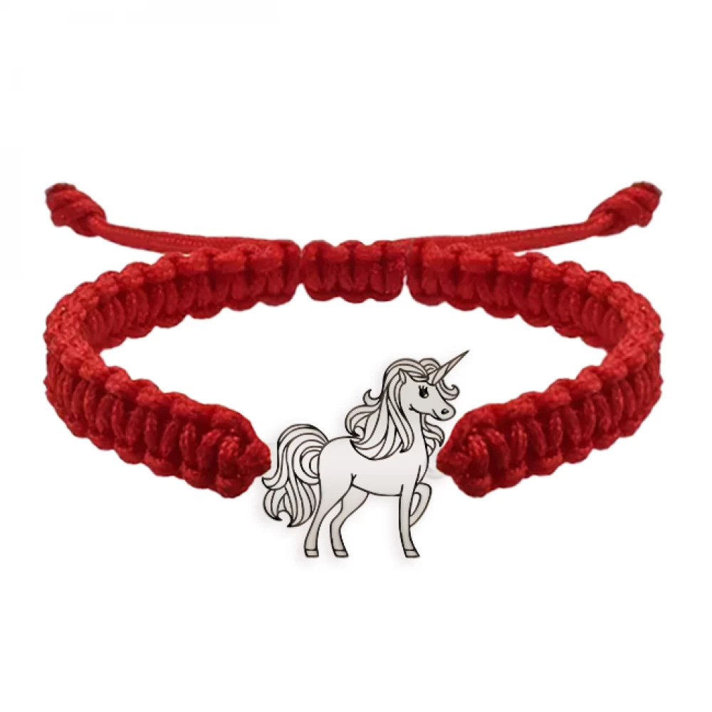 Brățara Unicorno șnur împletit roșu și unicorn [1]