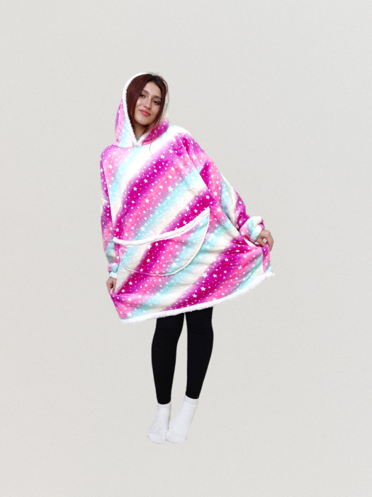 Hanorac Veselia maxi design pink star [2]
