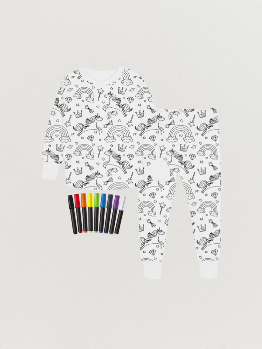 Pijamale Magic Color + Set Markere design curcubeu [1]