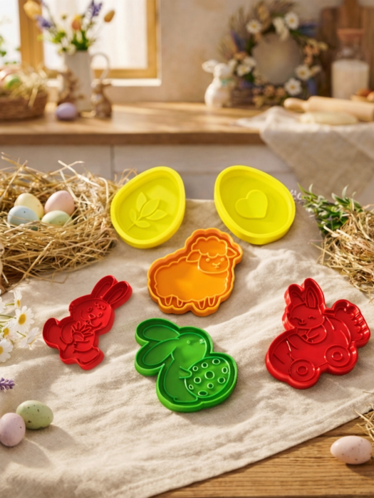 Set 6 forme prajituri CookieStamps pentru biscuiti, fursecuri, ciocolata, plastilina, Figurine de Paste Plastic Multicolor [2]