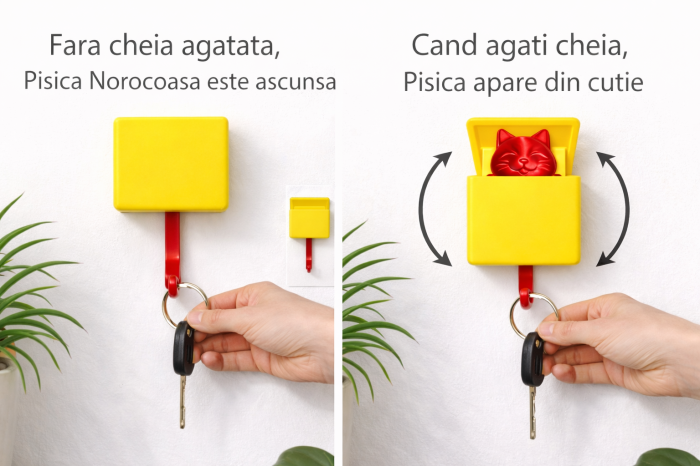 Suport de chei Pisica Norocoasa galben/rosu [4]