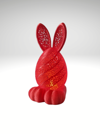 Gadgeturi si Accesorii - Lampa Decorativa Iepuras 3D cu LED Lumina Ambientala Decor Paste sau Camera Copii Rosu