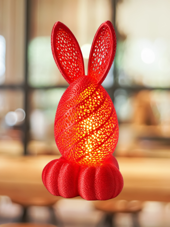 Accesorii si Decoratiuni - Lampa Decorativa Iepuras 3D cu LED Lumina Ambientala Decor Paste sau Camera Copii Rosu