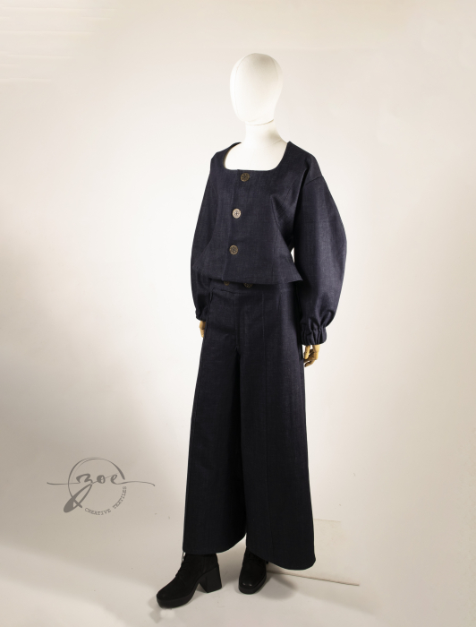 Sacou Oversize din Denim cu Talie Accentuată [2]