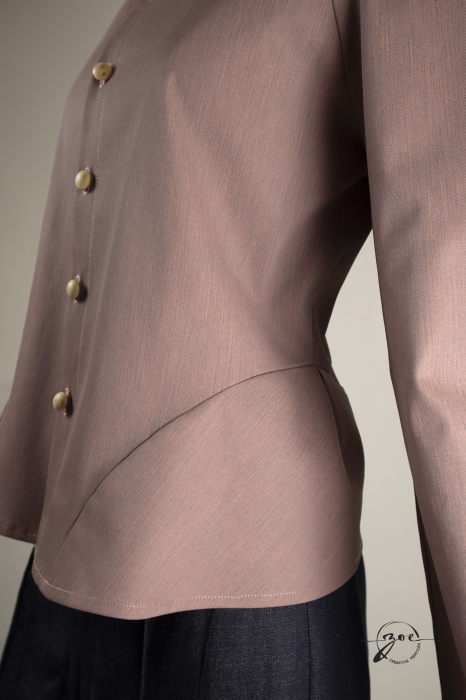 Sacou Sculptural cu Mânecă Raglan și Accente Naturale [2]