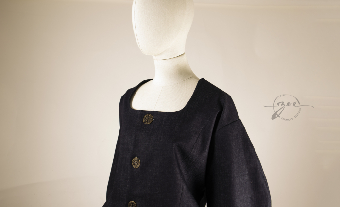 Sacou Oversize din Denim cu Talie Accentuată [4]