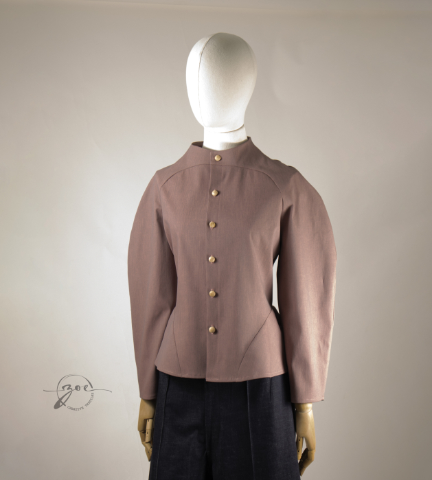 Sacou Sculptural cu Mânecă Raglan și Accente Naturale [4]