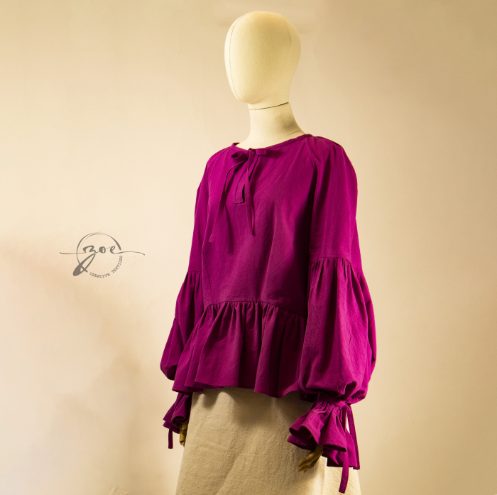 ămașă damă cu mâneci ample și fronseuri baroc | Pânză topită 100% bumbac [1]