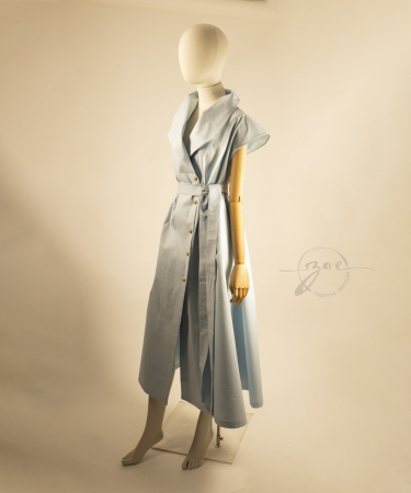 Rochii - Rochie blazer maxi din poplin de bumbac 100% galben pai design de autor Zoe Creativ