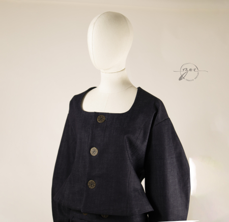 Sacou Oversize din Denim cu Talie Accentuată [2]