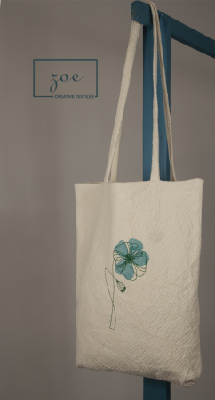 Genti Tote - Geantă Tote Zoe Flower din Bumbac 100% cu Broderie – Zoe Creativ