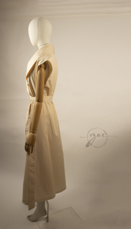 Rochie blazer maxi din poplin de bumbac 100% galben pai design de autor Zoe Creativ [4]