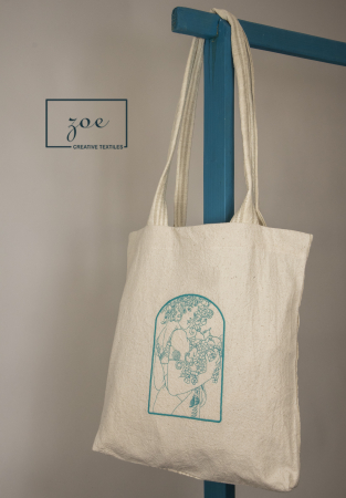 Genti Tote - Geantă Tote „Contur” din Bumbac 100% cu Broderie – Zoe Creativ